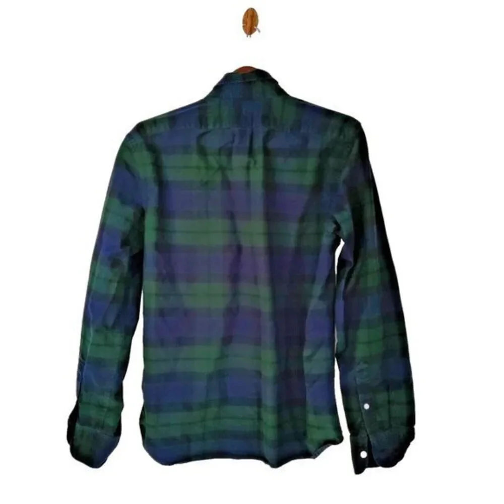 J. Crew Men L Slim Fit Green/Blue Plaid Button Down Work Chore Casual Shirt‎ Y2K
